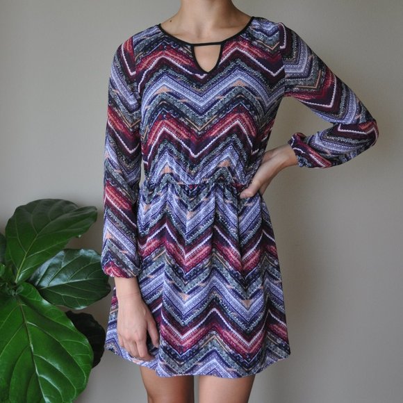 Xhilaration Dresses & Skirts - Xhilaration Boho Sheer Long Sleeve Mini Dress S